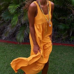NWOT Free People FP Beach Reel Love Midi Dress Orange Size Small